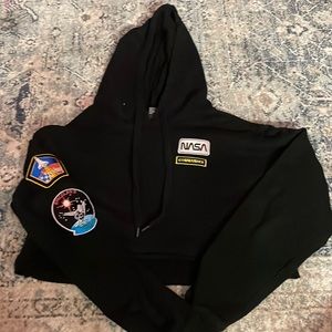 size small nasa cropped hooded sweater